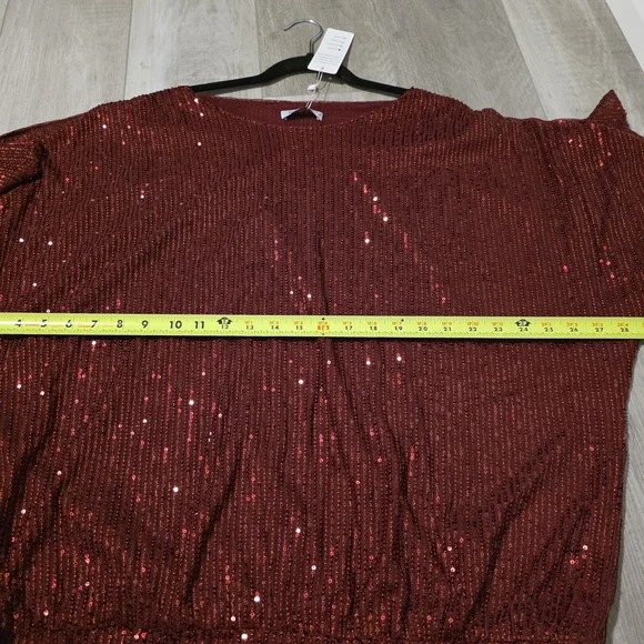 Elegant Red Sequin Blouse by Jostar - Picture 6 of 10